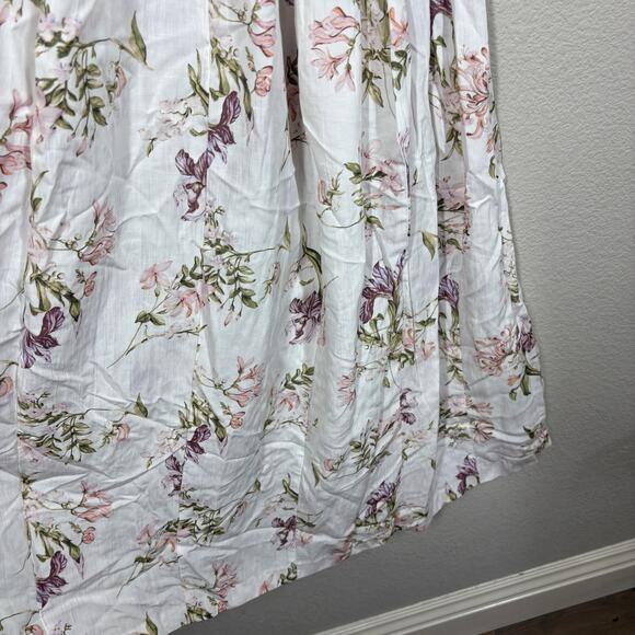 H&M Brock Collection XS Maxi Summer Dress White Floral Linen Blend Sleeveless - Picture 8 of 12